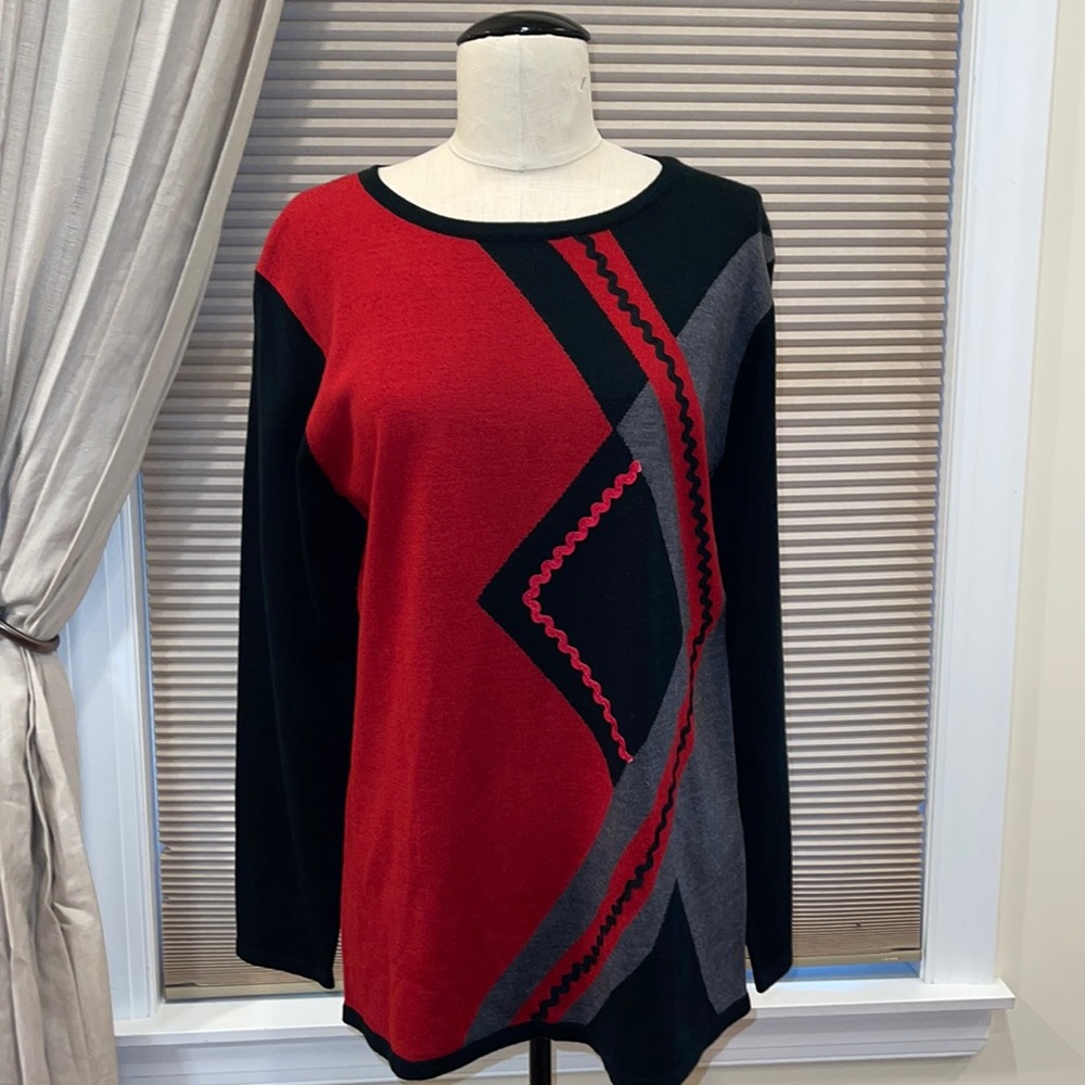 NWOT Damart UK Soutache Color Block Sweater